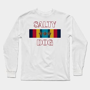 Navy Salty Dog Sea Service Ribbon Long Sleeve T-Shirt